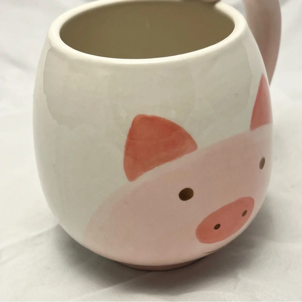 Hand-painted Pink Pig Coffee Mug, Unmarked, EUC